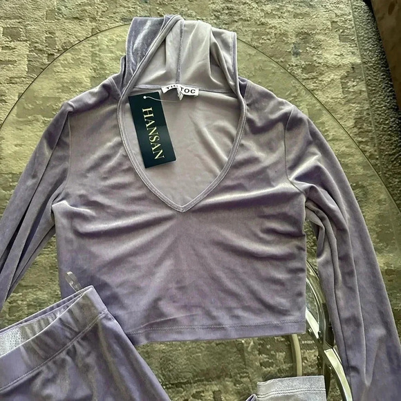 Velvet leggings and matching top size S - Picture 3 of 4